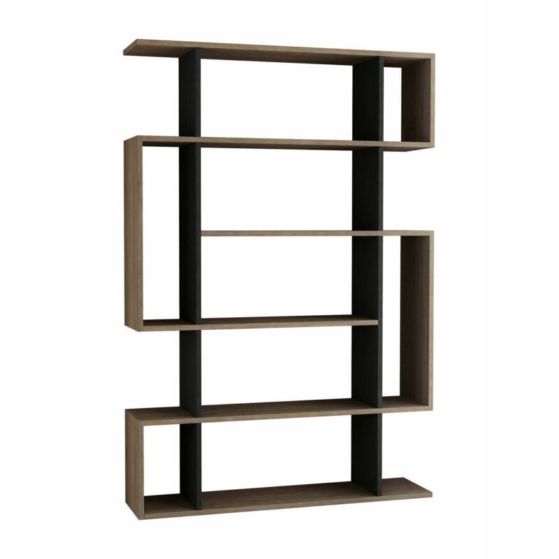 foto del prodotto libreria agamermis, scaffale da ufficio, mobile portalibri, biblioteca, 110x26h161 cm, quercia e antracite