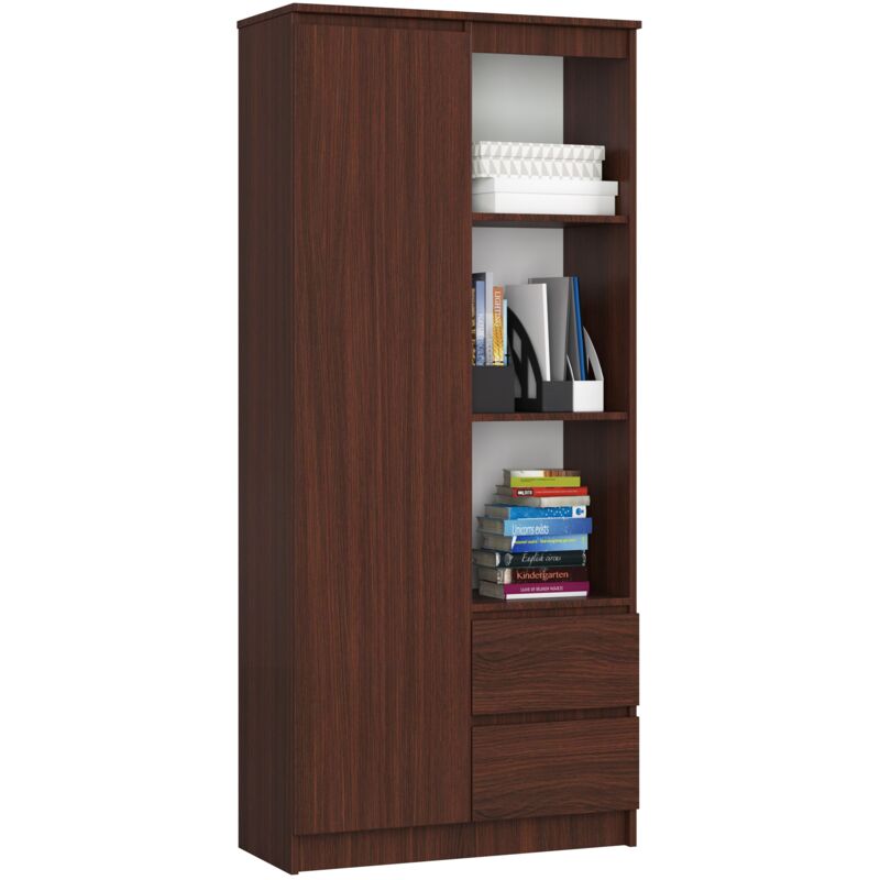 foto del prodotto libreria akord r11 weng 80 cm 1 anta 2 cassetti 80x35x180 cm