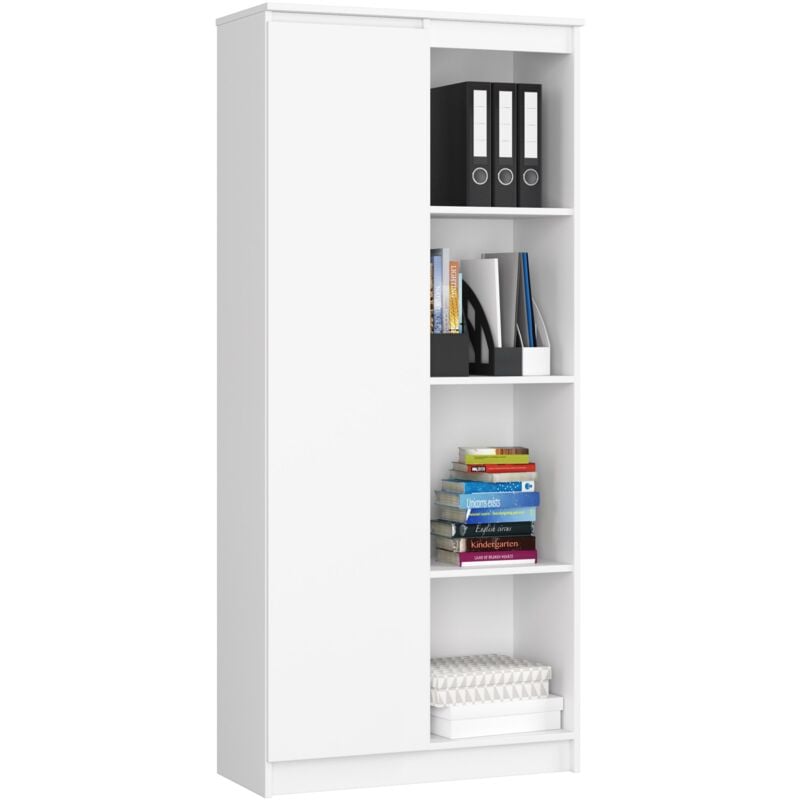 foto del prodotto libreria akord r80 bianco 80 cm 1 anta 80x35x180 cm