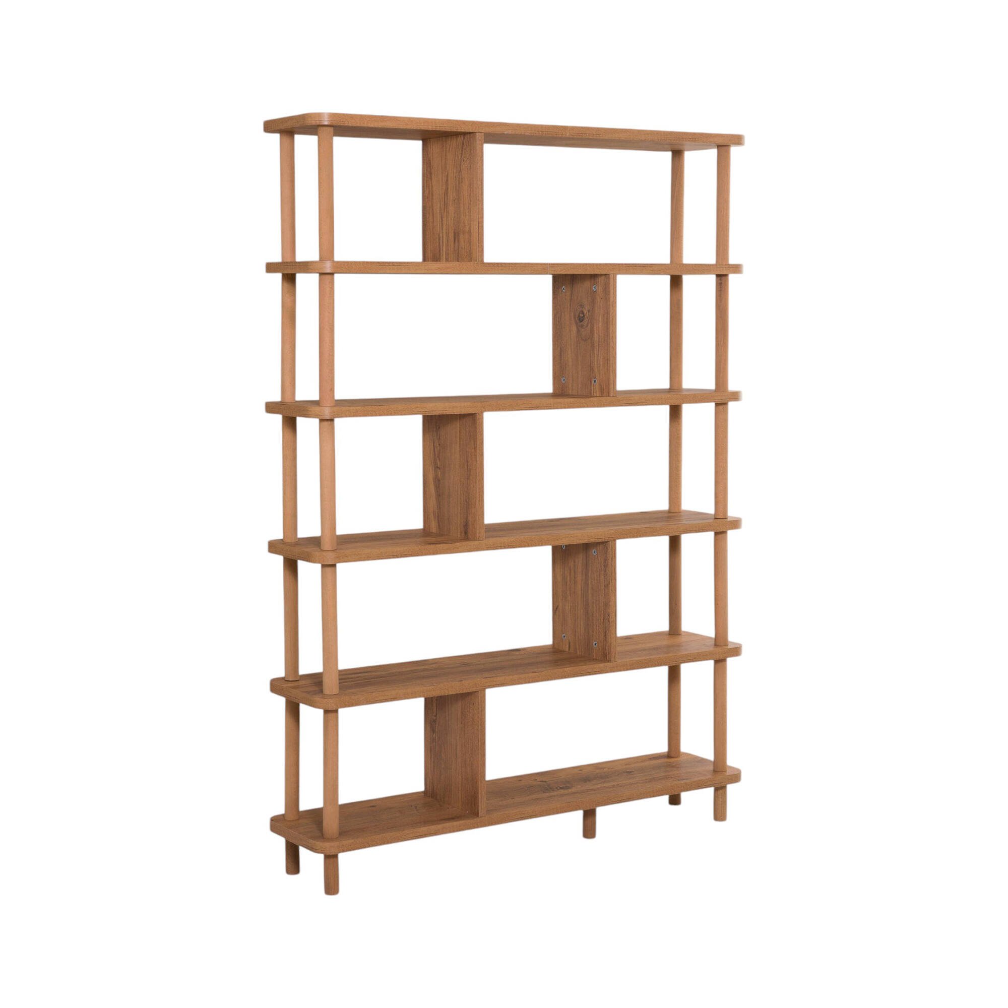 foto del prodotto libreria amatrice, scaffale da ufficio, mobile portalibri, biblioteca, 120x28 h169 cm, quercia