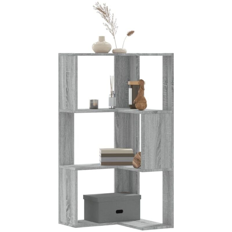 foto del prodotto libreria angolare 3 ripiani grigio sonoma 50x50x102 cm legno vidaxl