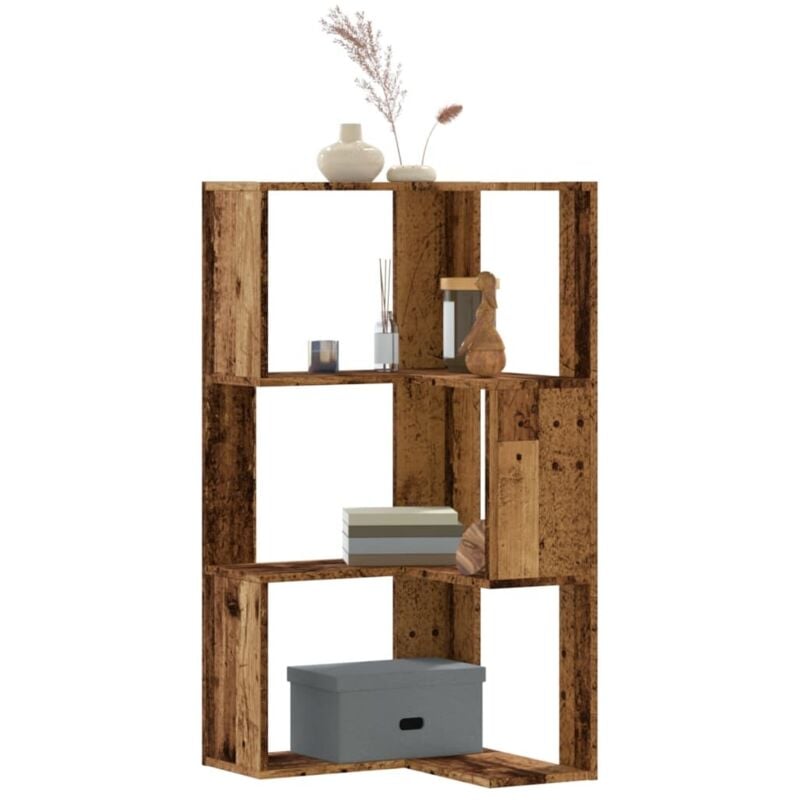 foto del prodotto libreria angolare 3 ripiani legno vecchio 50x50x102 cm legno vidaxl