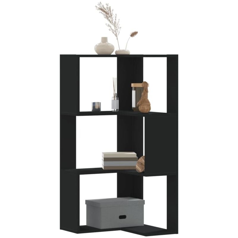 foto del prodotto libreria angolare 3 ripiani nera 50x50x102 cm legno multistrato vidaxl