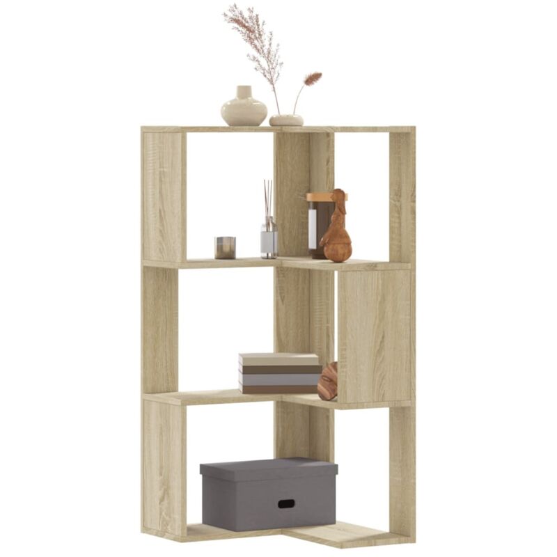 foto del prodotto libreria angolare 3 ripiani rovere sonoma 50x50x102 cm legno vidaxl