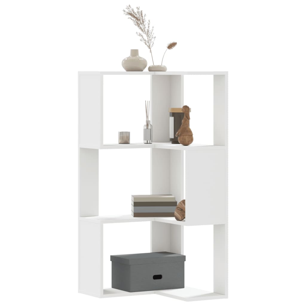 foto del prodotto libreria angolare 3ripiani bianca 50x50x102cm legno multistrato