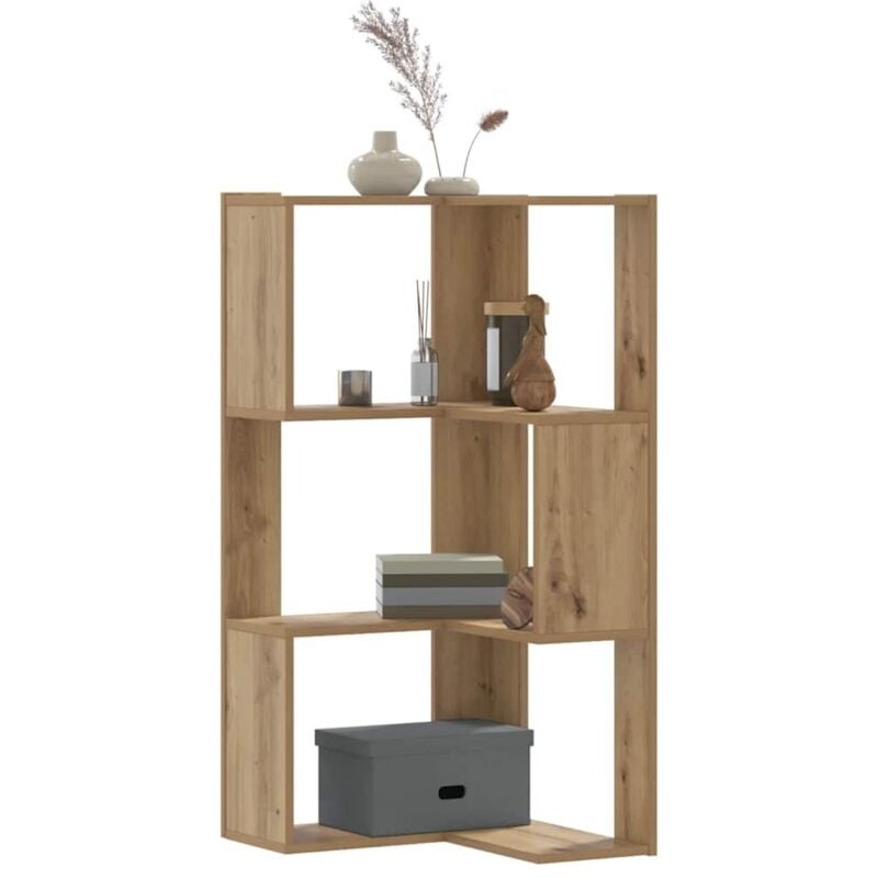 foto del prodotto libreria angolare 3ripiani rovere artigianale 50x50x102cm legno vidaxl