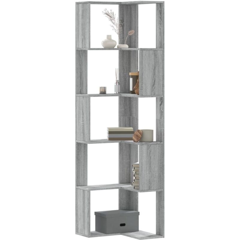 foto del prodotto libreria angolare 5ripiani grigio sonoma 50x50x179 cm legno vidaxl