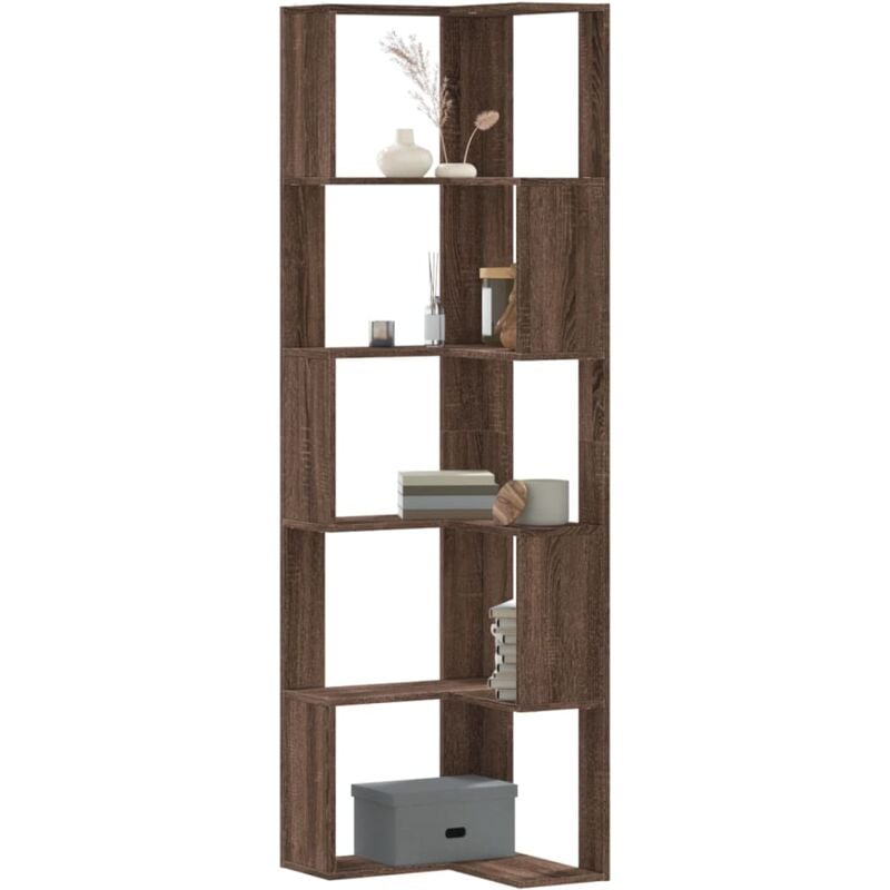foto del prodotto libreria angolare 5ripiani rovere marrone 50x50x179 cm legno vidaxl