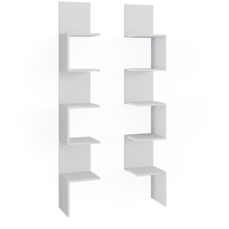 foto del prodotto libreria angolare da terra paolo, bianco, 28 x 175.4 cm set di 2, vicco