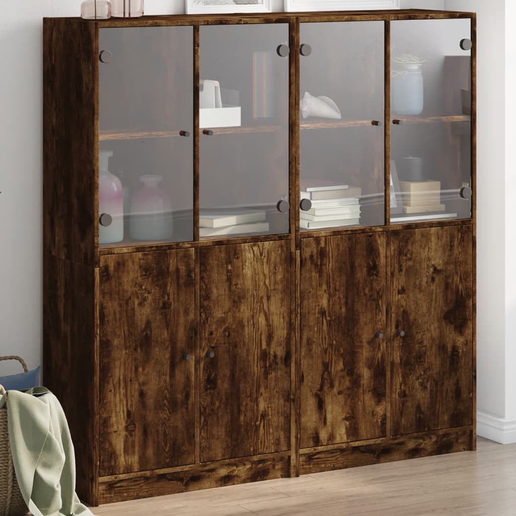 foto del prodotto libreria ante rovere fumo 136x37x142 cm in legno multistratocod mxl 87326