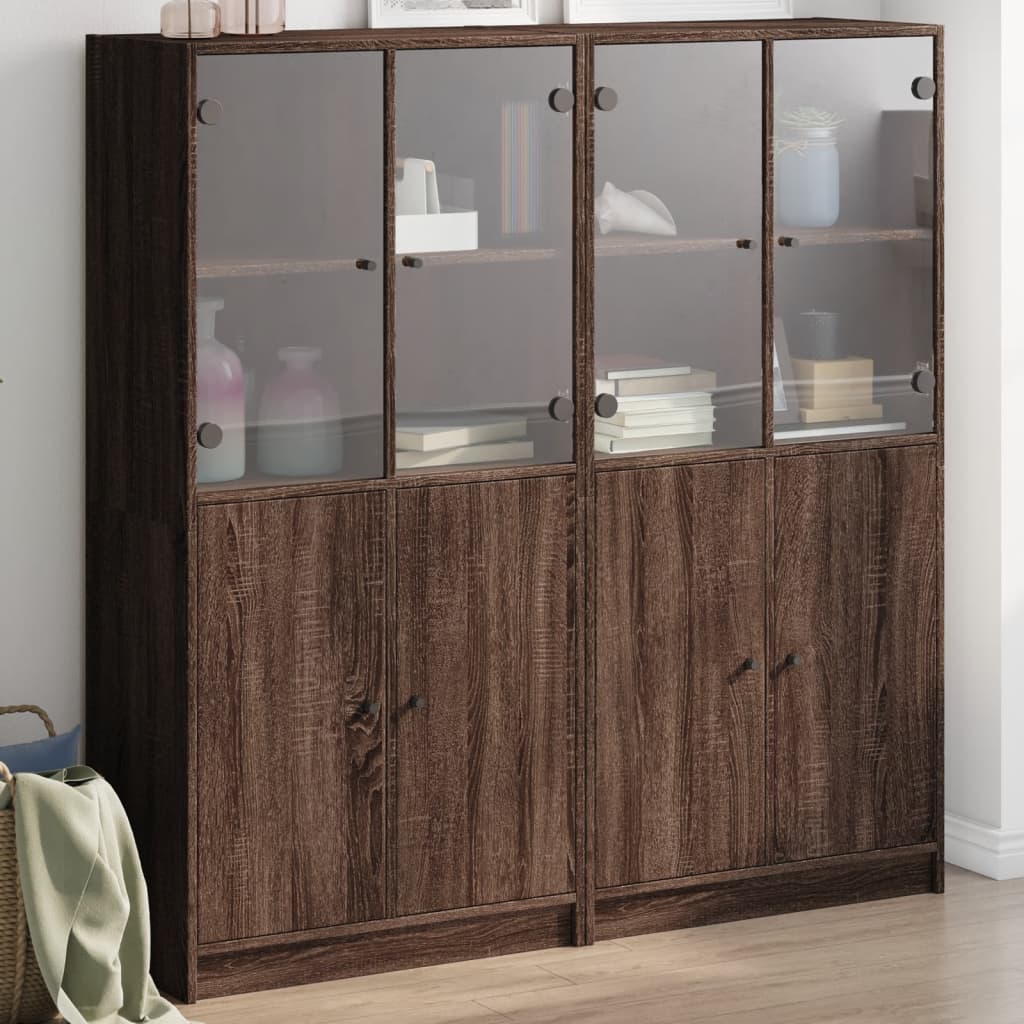 foto del prodotto libreria ante rovere marrone 136x37x142 cm in legno multistrato