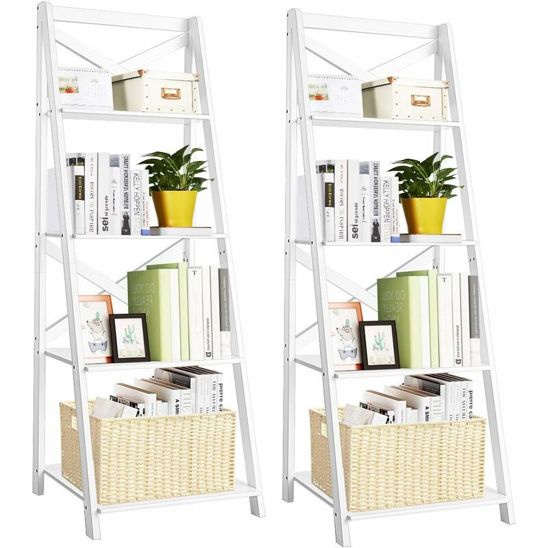 foto del prodotto libreria aperta a 4 ripiani, scaffale multiuso, stile moderno e industriale, 142,5 x 50,5 x 45,7cm bianco 2 costway