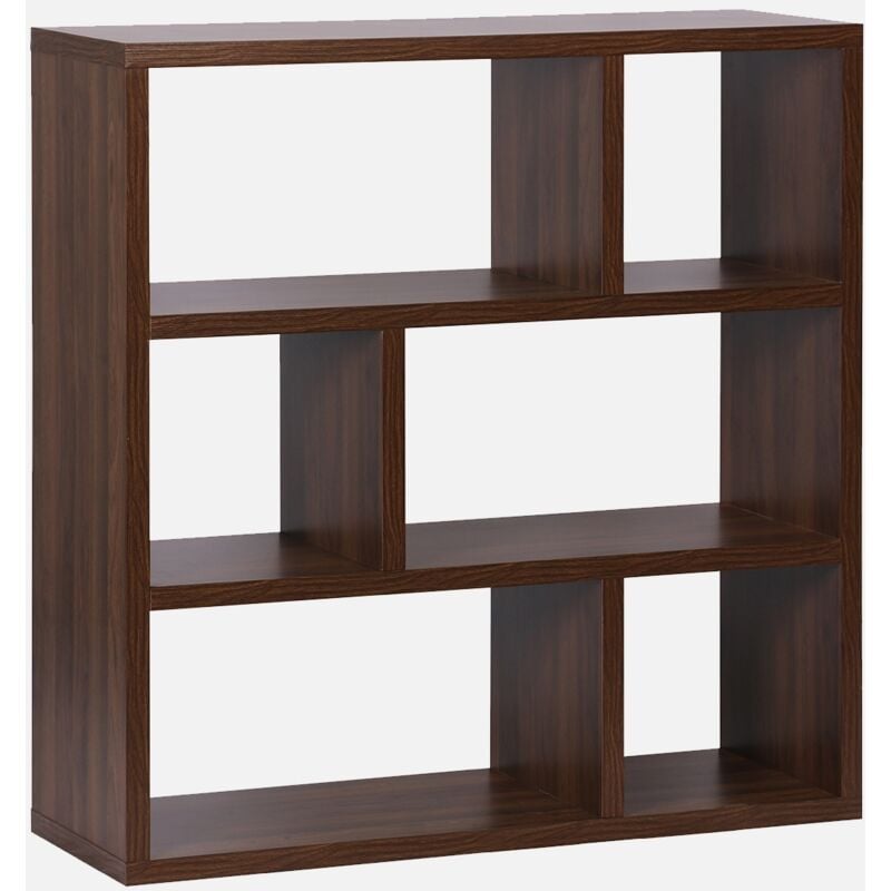 foto del prodotto libreria asimmetrica a 3 livelli con 6 vani