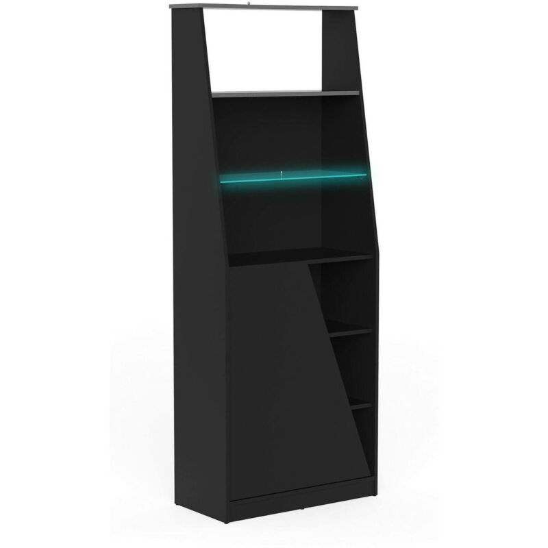 foto del prodotto libreria avena, scaffale da gaming, mobile portalibri, biblioteca, 72x34 h185 cm, nero dmora