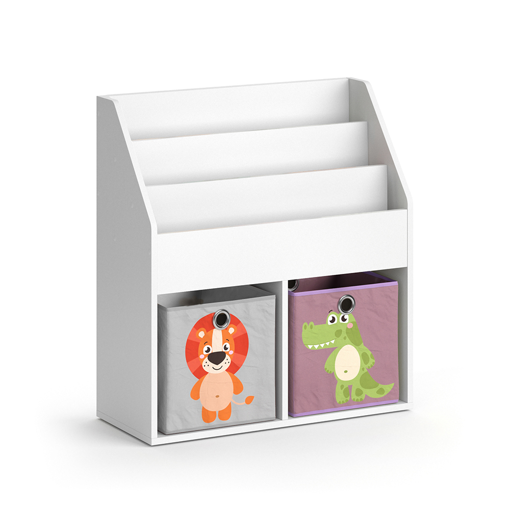 foto del prodotto libreria bambini luigi, bianco, 72 x 79 cm con 2 scatole pieghevoli opt.3 vicco