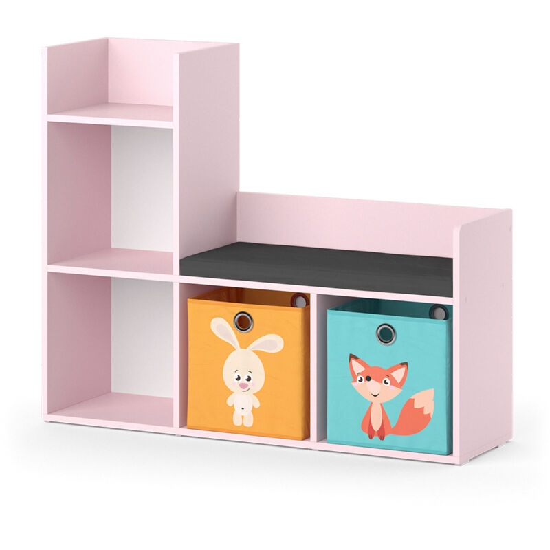 foto del prodotto libreria bambini luigi, rosa, 107.2 x 88.6 cm con 2 scatole pieghevoli colorate , vicco
