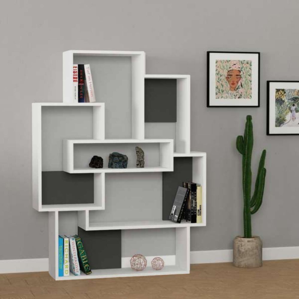 foto del prodotto libreria barce bianco antracite 101x22x132h