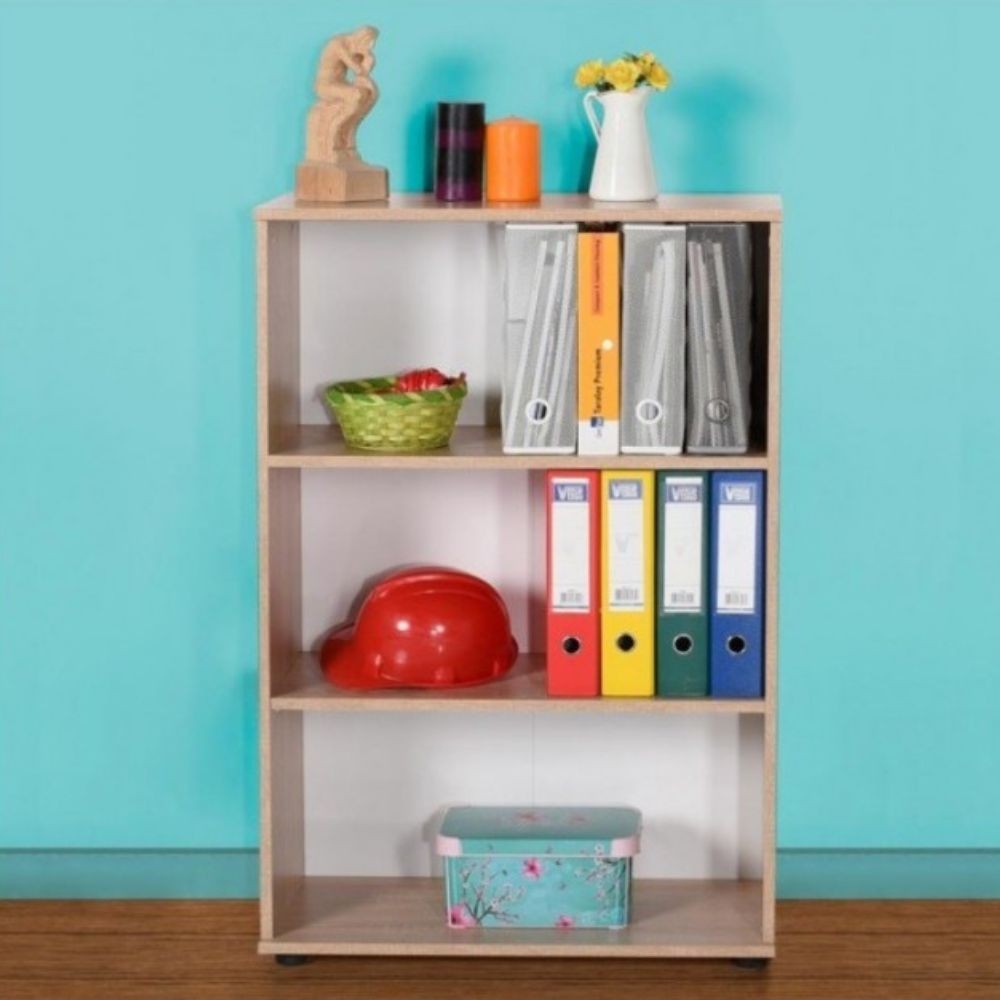 foto del prodotto libreria bassa con tre ripiani rkt330 colore rovere