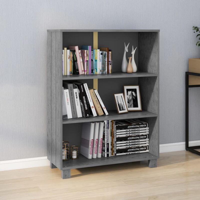foto del prodotto libreria bassa dotata di 3 scomparti aperti design moderno vari colori colore grigio scuro