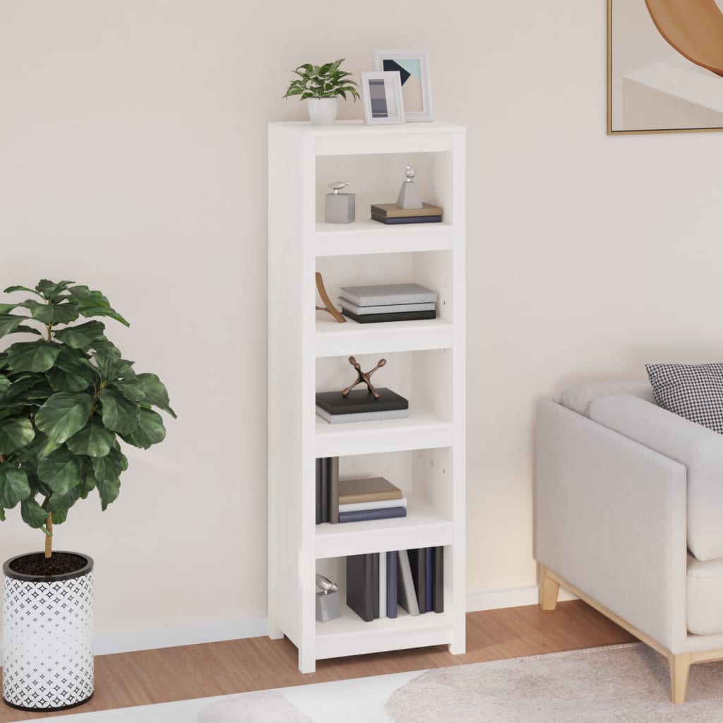 foto del prodotto libreria bianca 50x35x154 cm in legno massello di pino cod mxl 17807