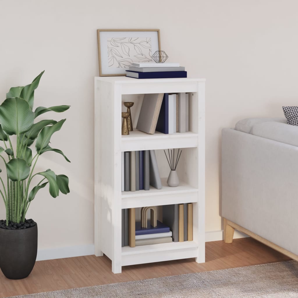 foto del prodotto libreria bianca 50x35x97 cm in legno massello di pino