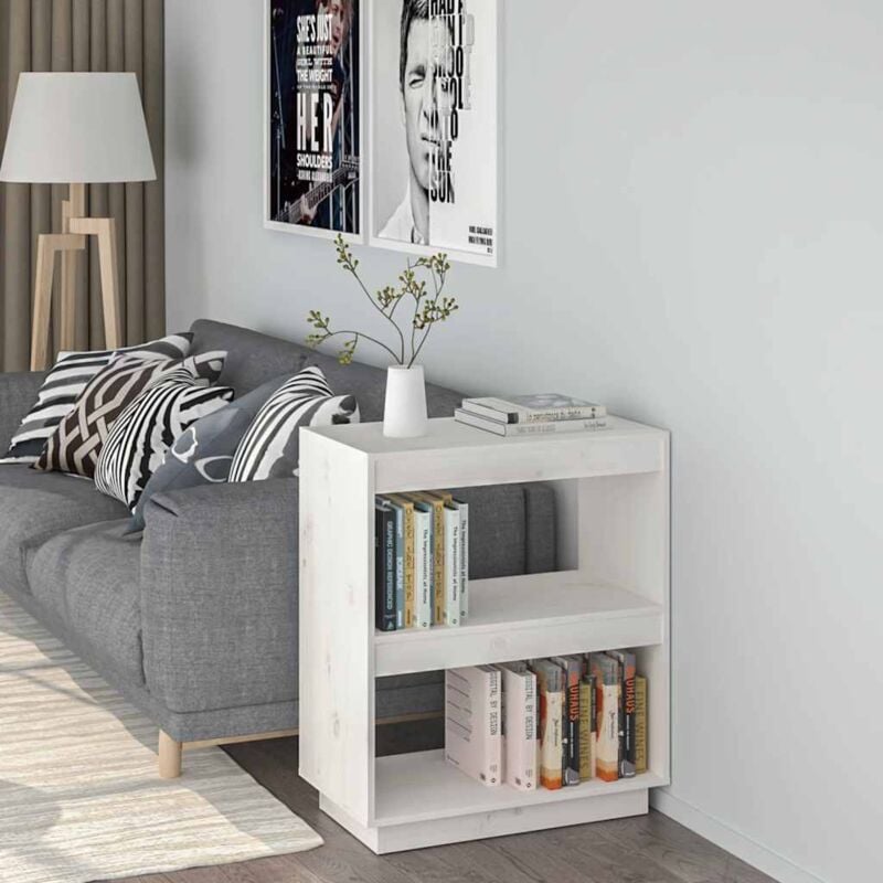 foto del prodotto libreria bianca 60x35x71 cm in legno massello di pino vidaxl