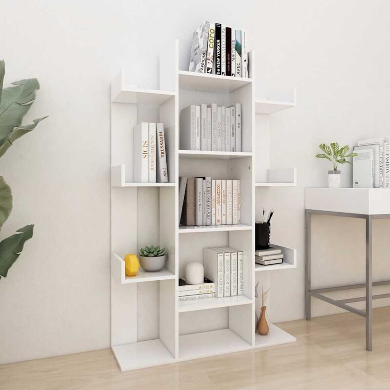 foto del prodotto libreria bianca 86x25,5x140 cm in legno multistrato vidaxl