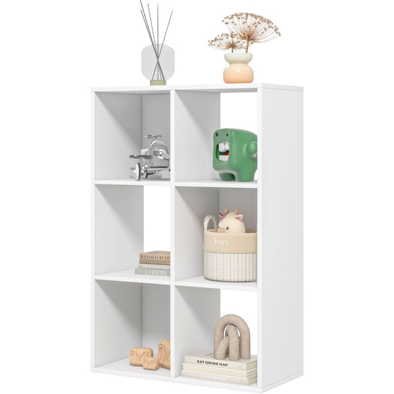 foto del prodotto libreria bianca dal design moderno con 6 scomparti homcom 61.5x29.5x91.5cm