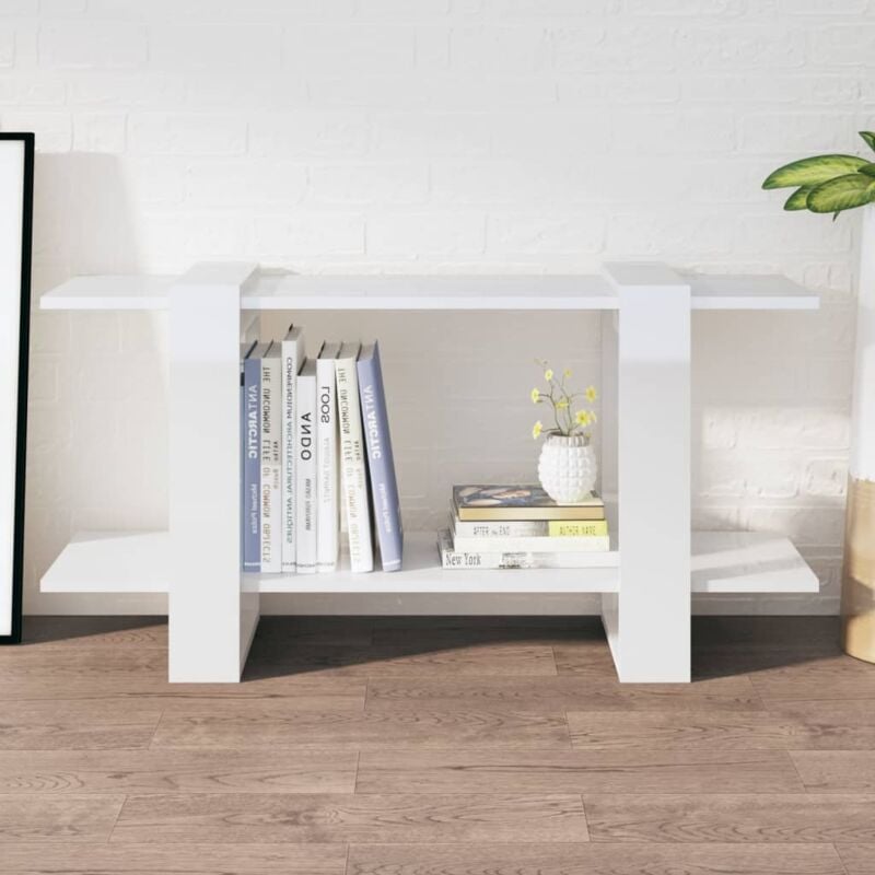 foto del prodotto libreria bianco lucido 100x30x51 cm in legno multistrato vidaxl