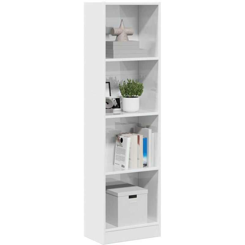 foto del prodotto libreria bianco lucido 40x24x143 cm in legno multistrato vidaxl