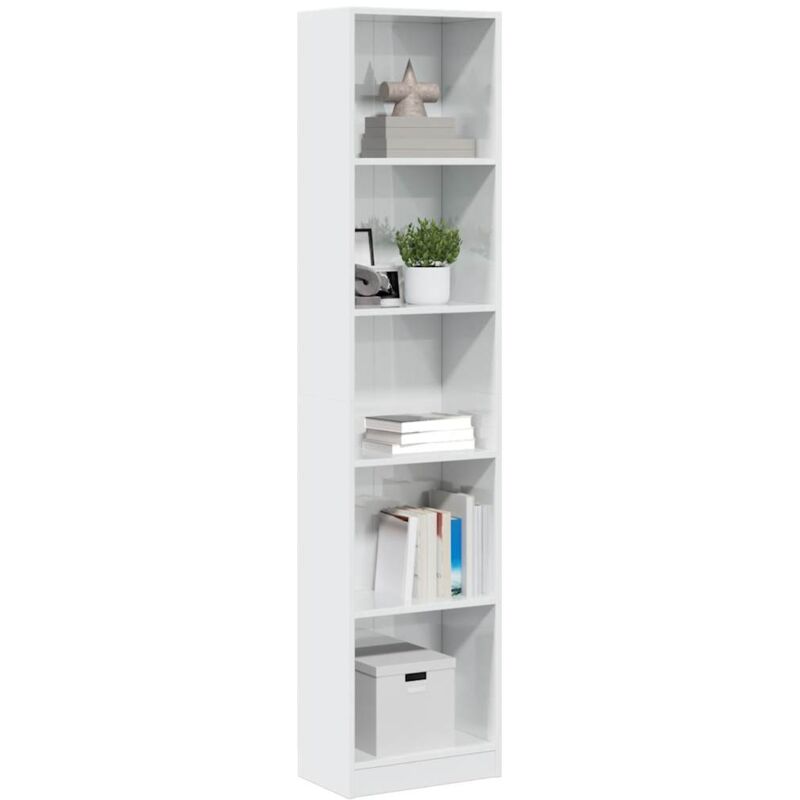 foto del prodotto libreria bianco lucido 40x24x176 cm in legno multistrato vidaxl