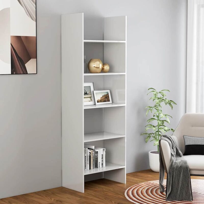 foto del prodotto libreria bianco lucido 60x35x180 cm in legno multistrato vidaxl 391307
