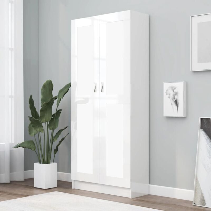 foto del prodotto libreria bianco lucido 82,5x30,5x185,5 cm in legno multistrato vidaxl