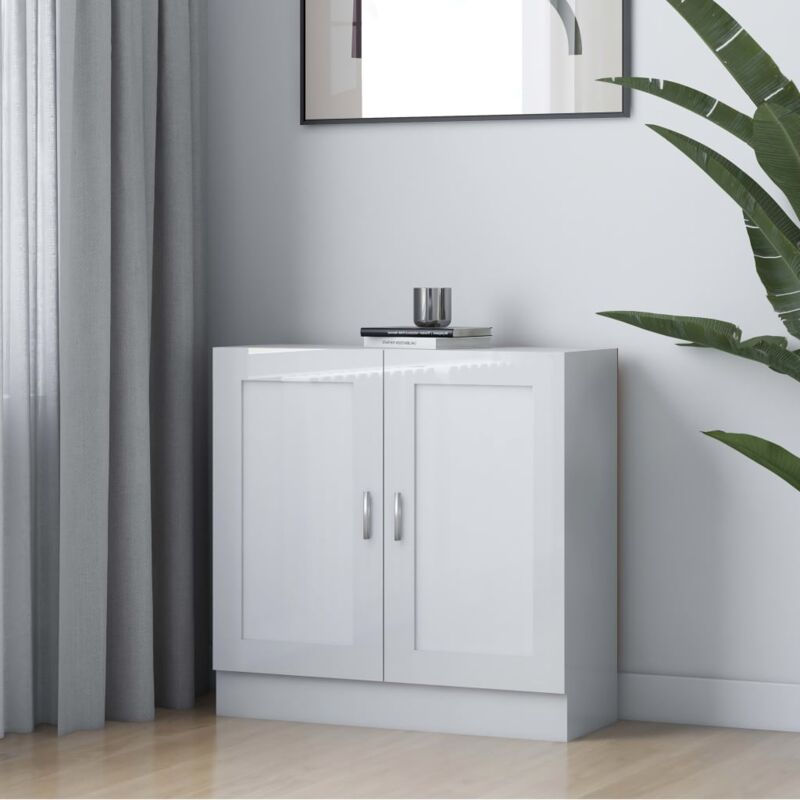 foto del prodotto libreria bianco lucido 82,5x30,5x80 cm in legno multistrato vidaxl