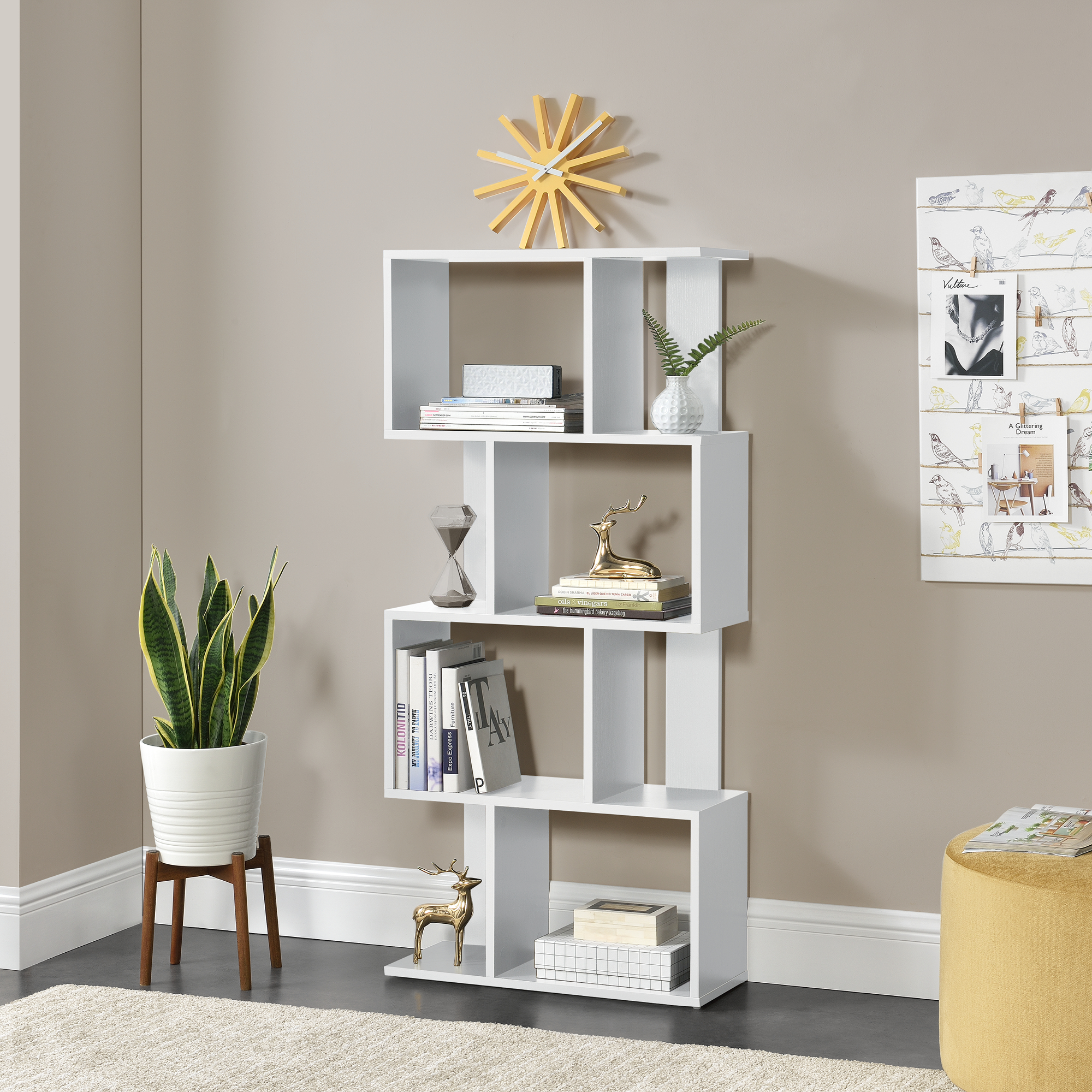foto del prodotto libreria brattahlid scaffale da terra 130x60x24 cm bianco en.casa 