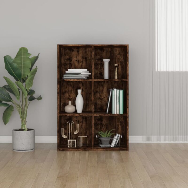 foto del prodotto libreria classica ed elegante con 6 scomparti aperti vari colori disponibili colore marrone fumo
