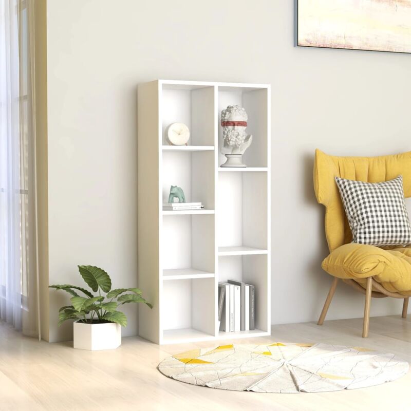 foto del prodotto libreria classica in legno con 7 ripiani libreria ufficio salotto vari colori colore bianca