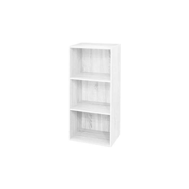 foto del prodotto libreria colorata componibile 3 ripiani in legno bianco frassinato per ufficio o cameretta