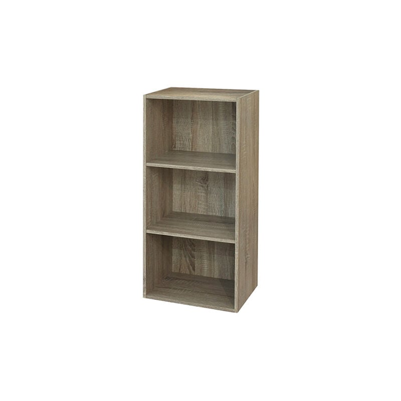 foto del prodotto libreria colorata componibile 3 ripiani in legno rovere per ufficio o cameretta