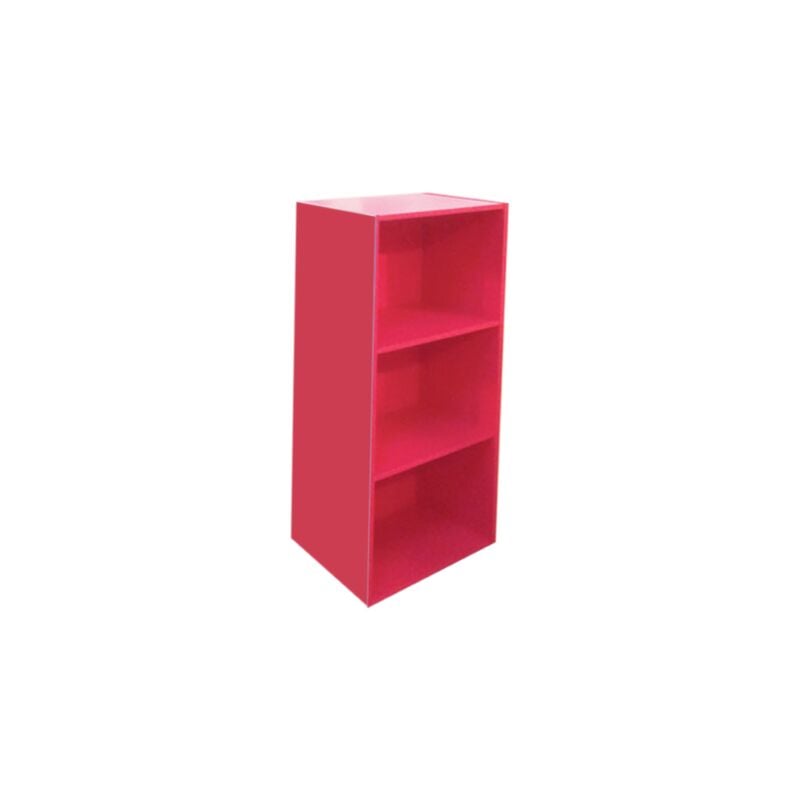 foto del prodotto libreria componibile colorata 3 ripiani in legno rosa magenta per ufficio o cameretta