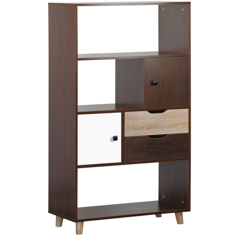 foto del prodotto libreria con 3 vani 2 cassetti e 1 anta 80x140x40 cm effetto zebrano