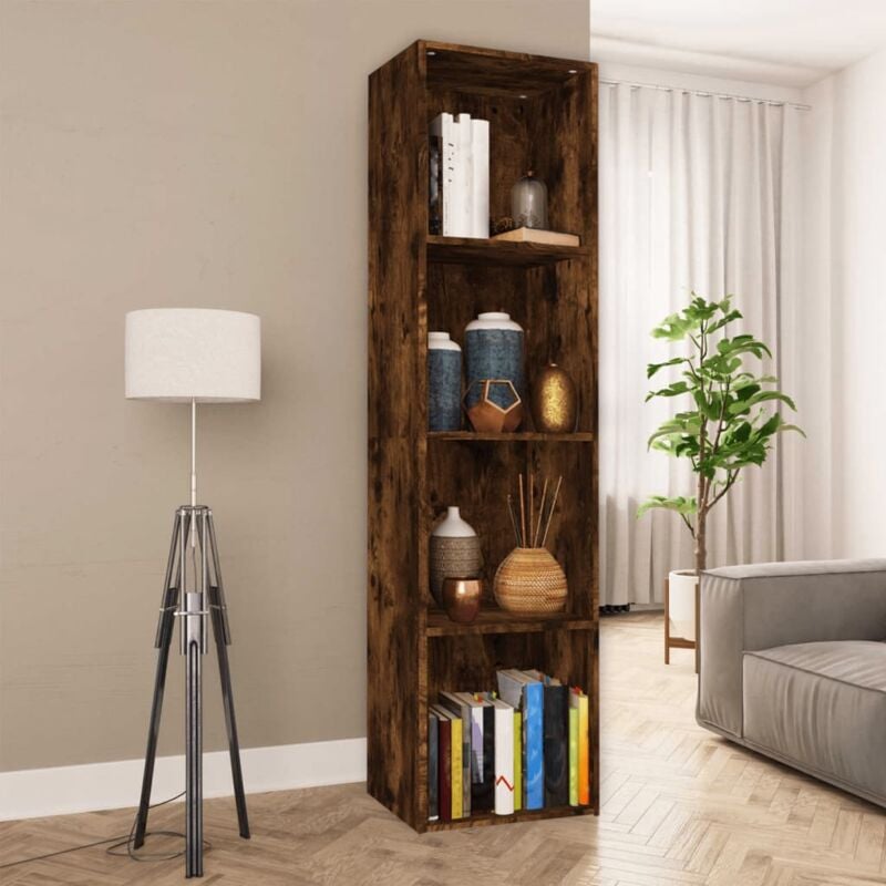foto del prodotto libreria con 4 scomparti in legno design classico disponibile in vari colori colore marrone fumo