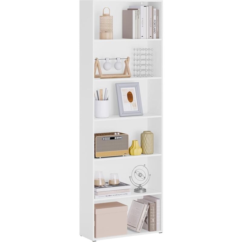 foto del prodotto libreria con 6 livelli regolabili in legno 60x180x23,5 cm, bianco woltu