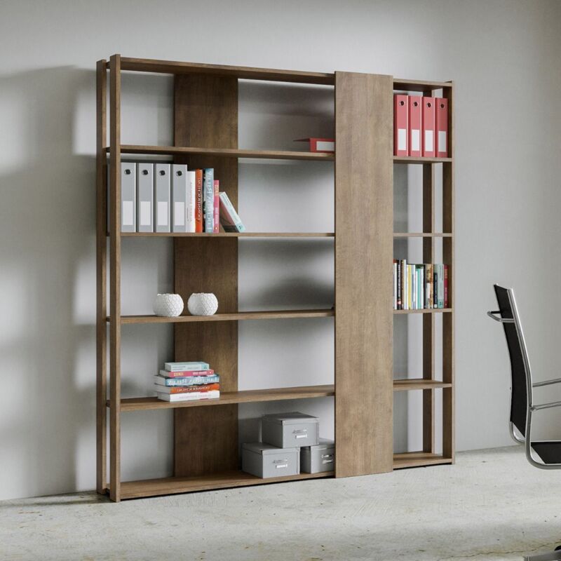 foto del prodotto libreria con 6 ripiani in legno noce 178x204h cm kato b