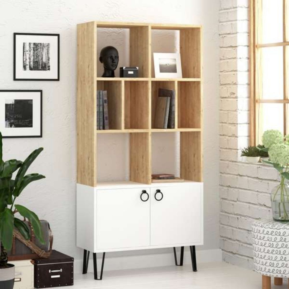 foto del prodotto libreria con ante bene 80x30x166h colore bianco rovere