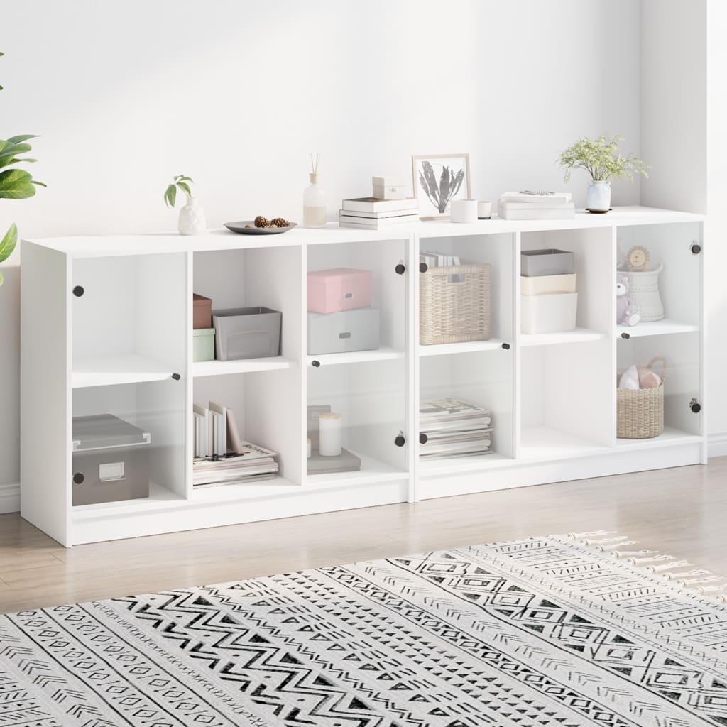 foto del prodotto libreria con ante bianca 204x37x75 cm in legno multistrato