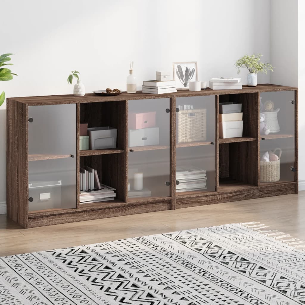 foto del prodotto libreria con ante rovere marrone 204x37x75 cm legno multistratocod mxl 87450