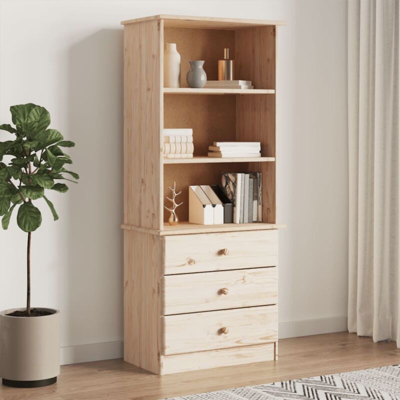 foto del prodotto libreria con cassetti alta 60x35x142 cm legno massello di pino