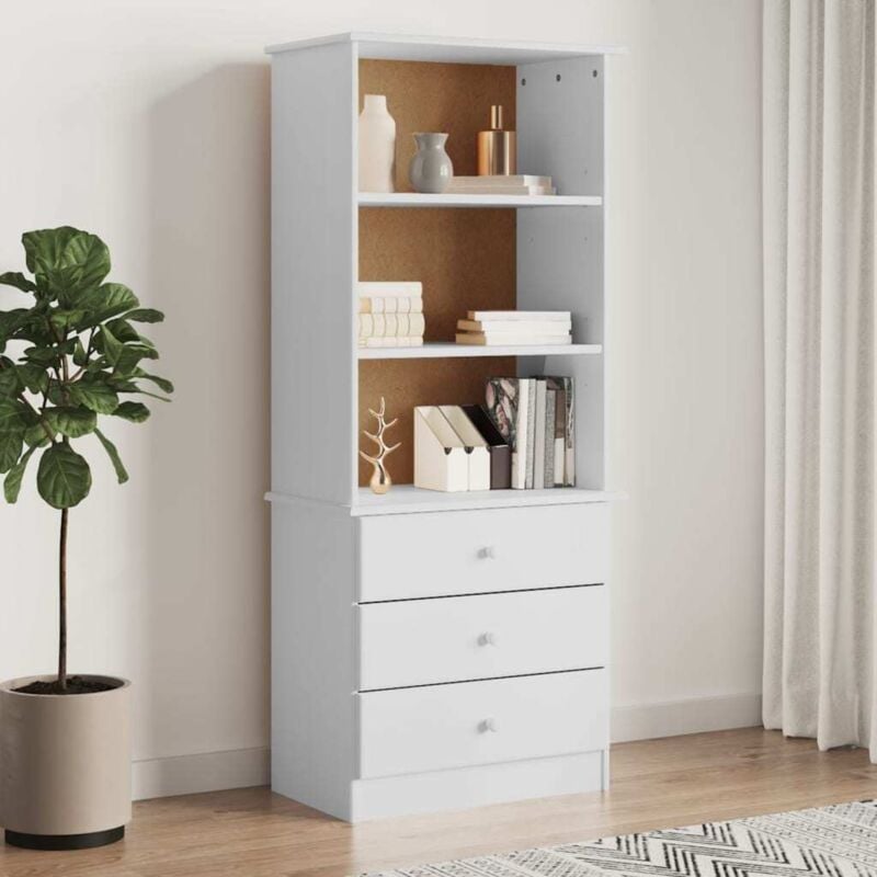 foto del prodotto libreria con cassetti alta bianca 60x35x142 cm massello di pino vidaxl