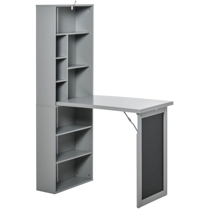 foto del prodotto libreria con scrivania a scomparsa salvaspazio 98x51x153 cm in mdf grigio